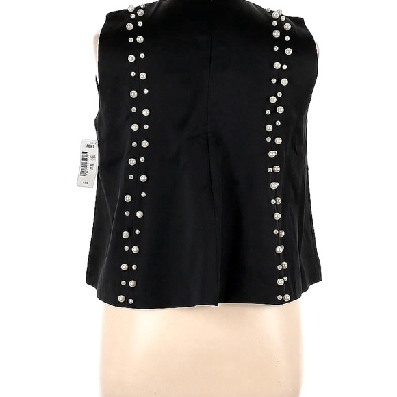 N by Nancy women’s black satin finish Embelished top with Pearls size XL - Picture 2 of 2